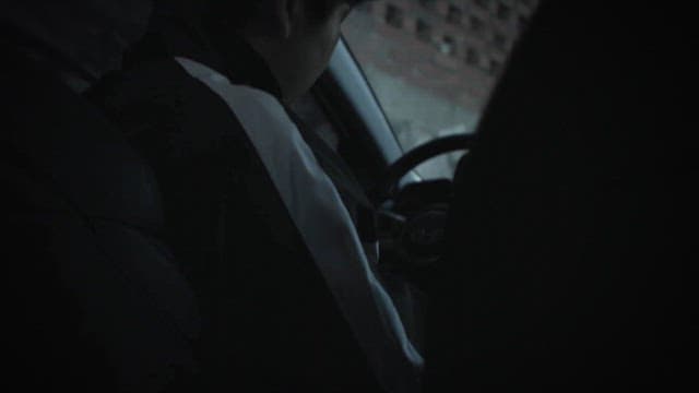 Person Using Cellphone in Vehicle at Night