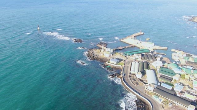 Coastal village with a lighthouse