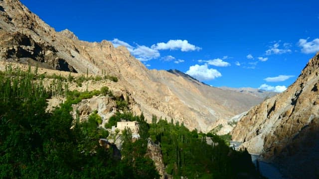 Landscape of mountain ranges covered with clouds