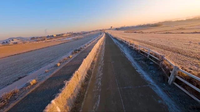 Aerial View of Agricultural Fields at Sunset