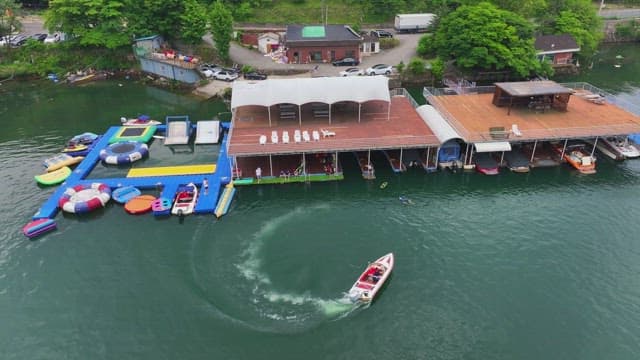 Scenic dock with colorful boats
