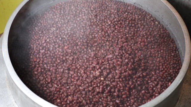 Red beans cooked in a large pot
