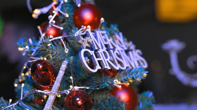 Christmas tree with decorations and lights