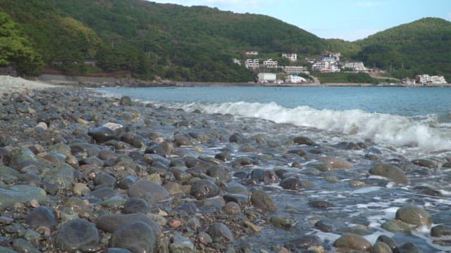 Rocky beach with gentle waves