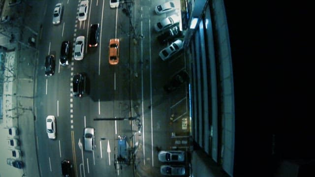 Nighttime traffic on a busy city street