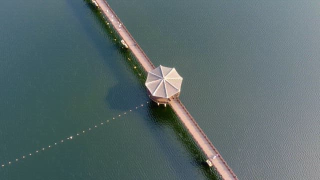 Scenic bridge over a tranquil river