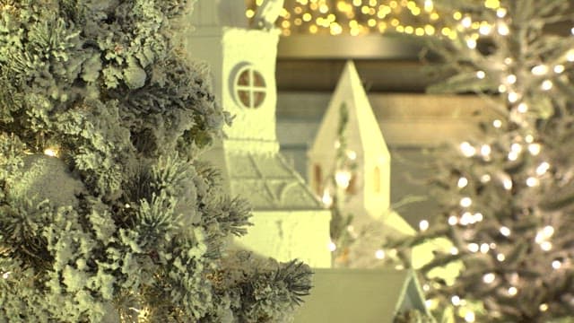Decorative Christmas Tree and Houses with Lights