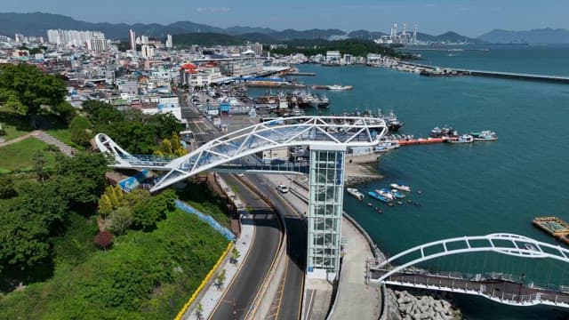 Coastal city with a modern observatory