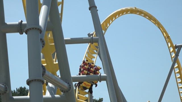 Thrilling Roller Coaster Ride in Sunny Theme Park