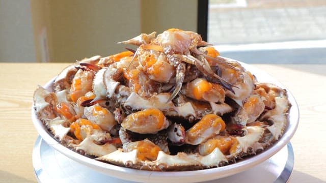 Stuffed Soy Sauce Marinated Crab with Meat with Rice