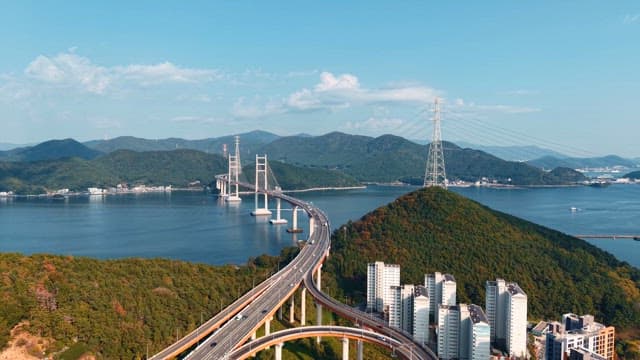 Scenic bridge over a calm blue sea