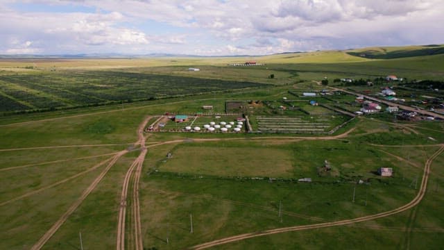Rural Village Meadow with Gers Gathered Together