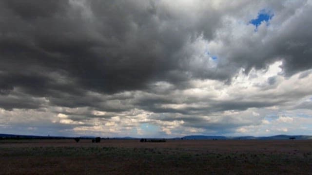 Clouds Flowing over the Sky of the Savannah Grassland