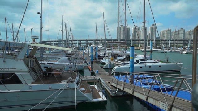 Yachts Anchored in the Coastal City Port