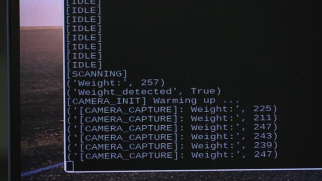 Computer screen code for camera weight detection