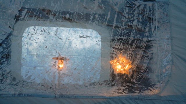 Cozy Iighting Seen Through the Tent Window