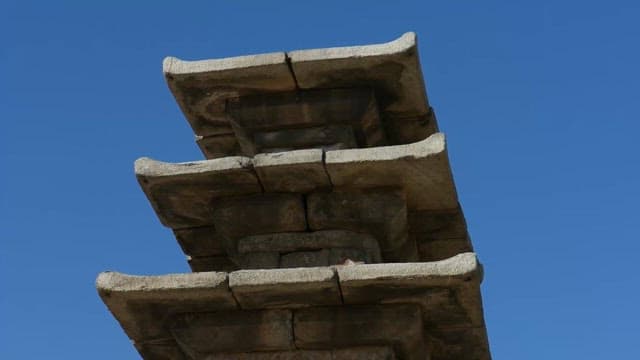 Detailed View of an Ancient Stone Pagoda