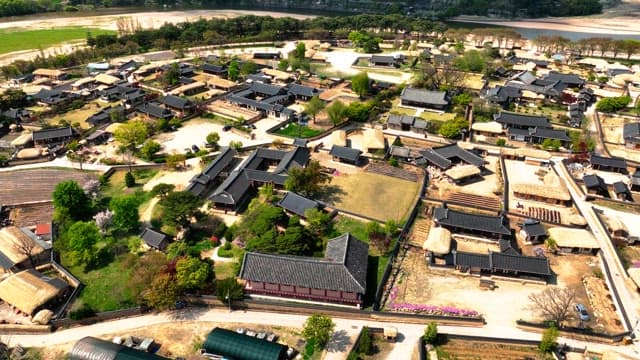 Traditional Korean village with hanoks