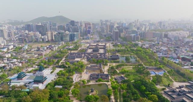 City view with Gyeongbokgung Palace