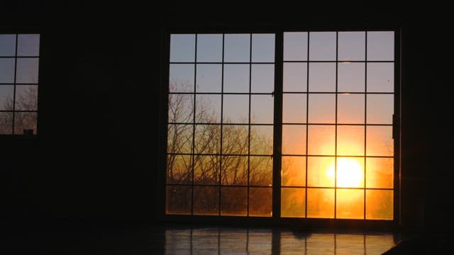 Sunset View through a Large Window