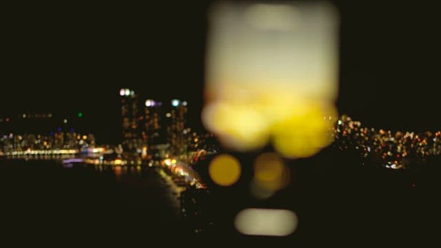 Night view of the city with illuminated buildings and bridges