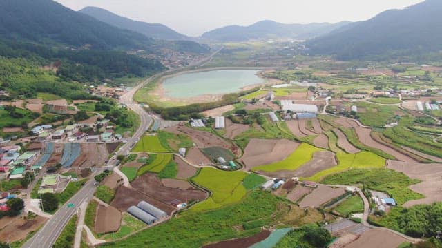 View of a rural landscape with fields