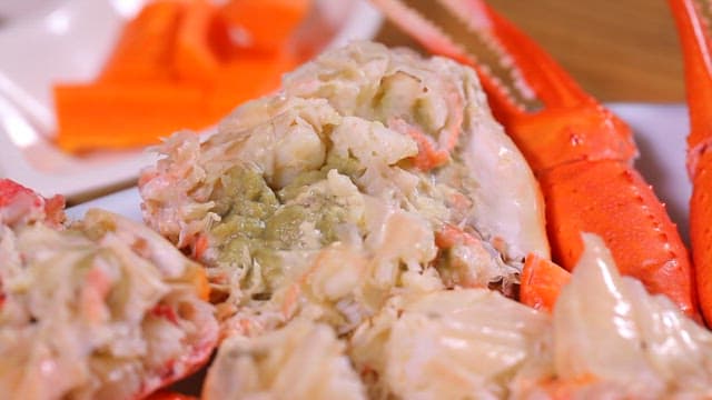 Plateful of boiled red crabs