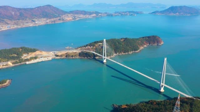 Dolsandaegyo Bridge connecting islands over blue waters