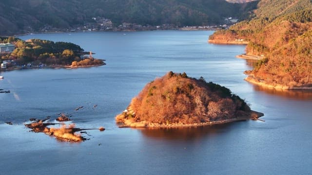 Serene lake surrounded by mountains