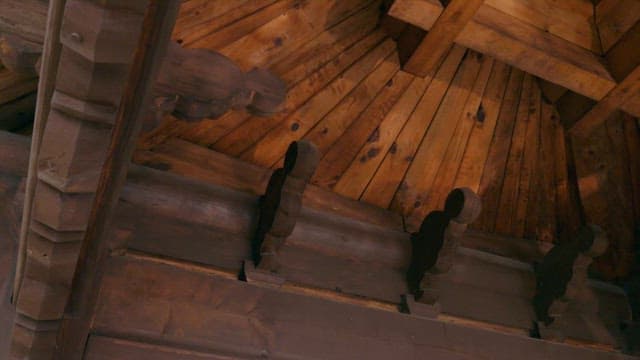 Detailed wooden ceiling structure in an traditional pavilion