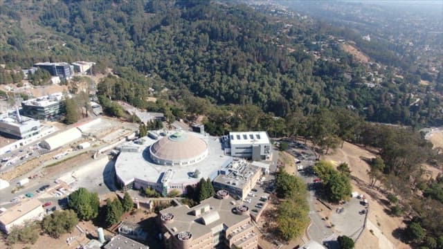 Research facility and campus landscape among the forest
