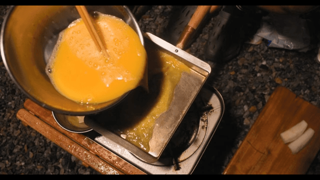 Making Egg Roll on an Outdoor Grill