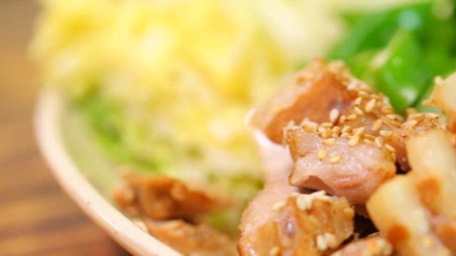 Korean boiled pork with sesame