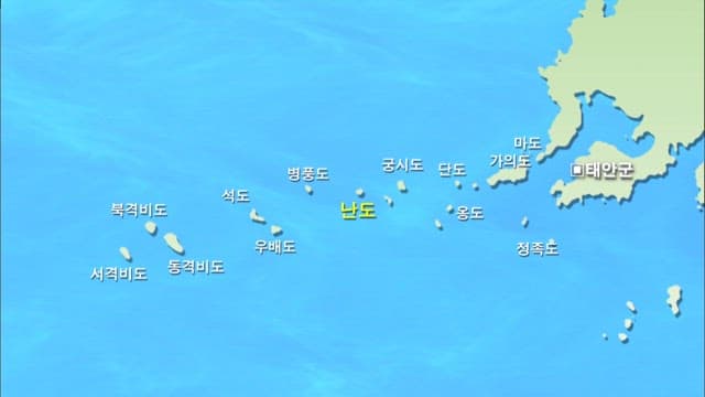 Animated map showcasing geographic location of Korean islands