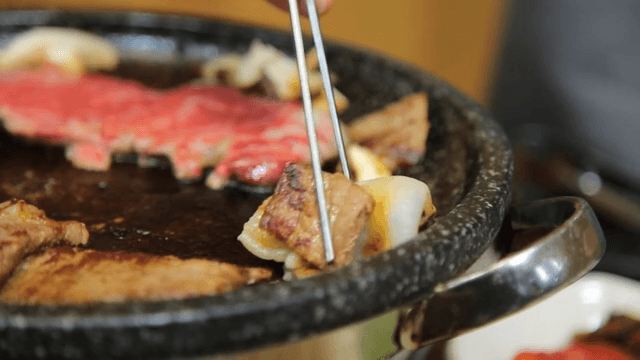 Beef and scallops wrapped in pickled perilla leaves