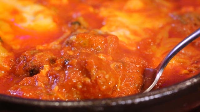 Spoonful of appetizing beef kofta