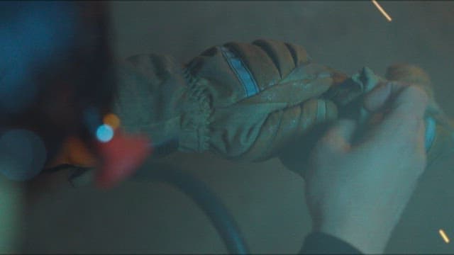 Firefighter Wearing Protective Gloves