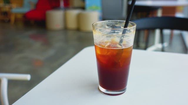 Glass of iced coffee on a table