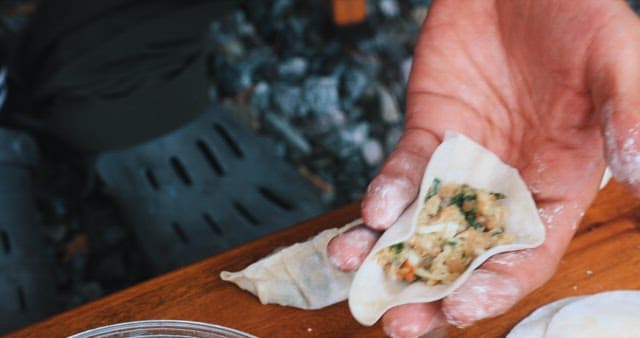 Hand Making Traditional Stuffed Dumplings