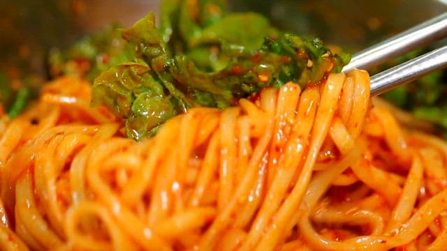 Spicy kalbibimguksu with vegetables