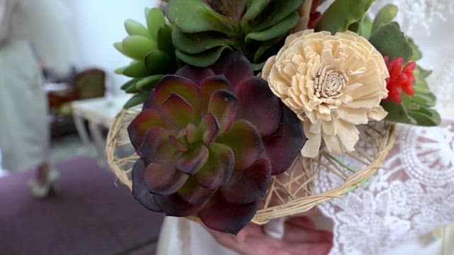 Bouquet flowers held by a bride on her wedding day