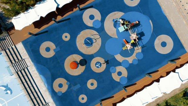 Colorful playground with geometric patterns