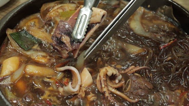 Glass noodles in Soy Sauce Seafood Stew