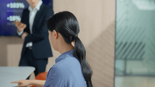 Office meeting with a presentation