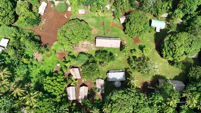Village's vibrant green tropical rainforests spread out over mountains and forests