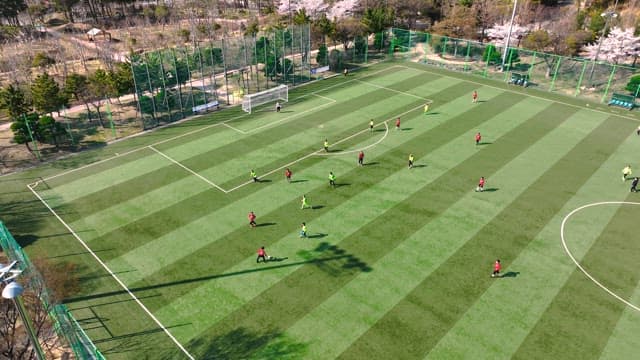 Soccer Game in Progress on the Playground