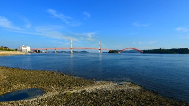 Serene Sea View with a Suspension Bridge