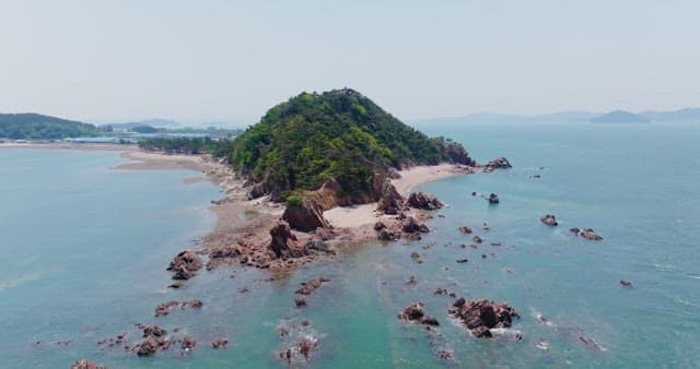 Beautiful island surrounded by clear blue sea