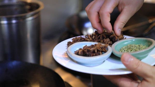 Spices being prepared for cooking