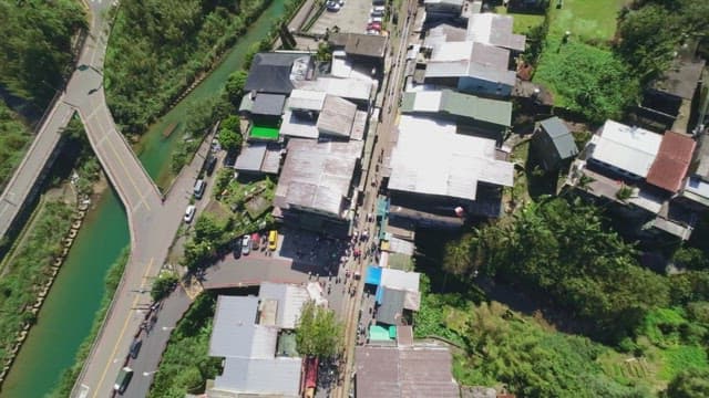 Scenic view of a beautiful railway and town
